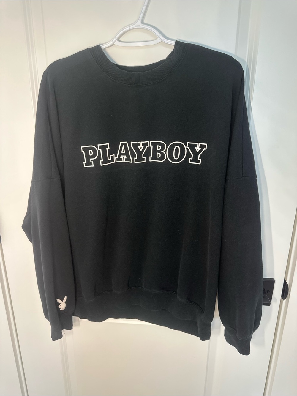 PLAYBOY by PACSUN Black Crewneck Sweatshirt with White Logo